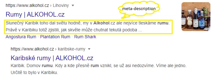 Ukázka popisku stránky (meta-description)